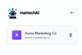 Workspace switcher now showing Acme Marketing Co after switching
