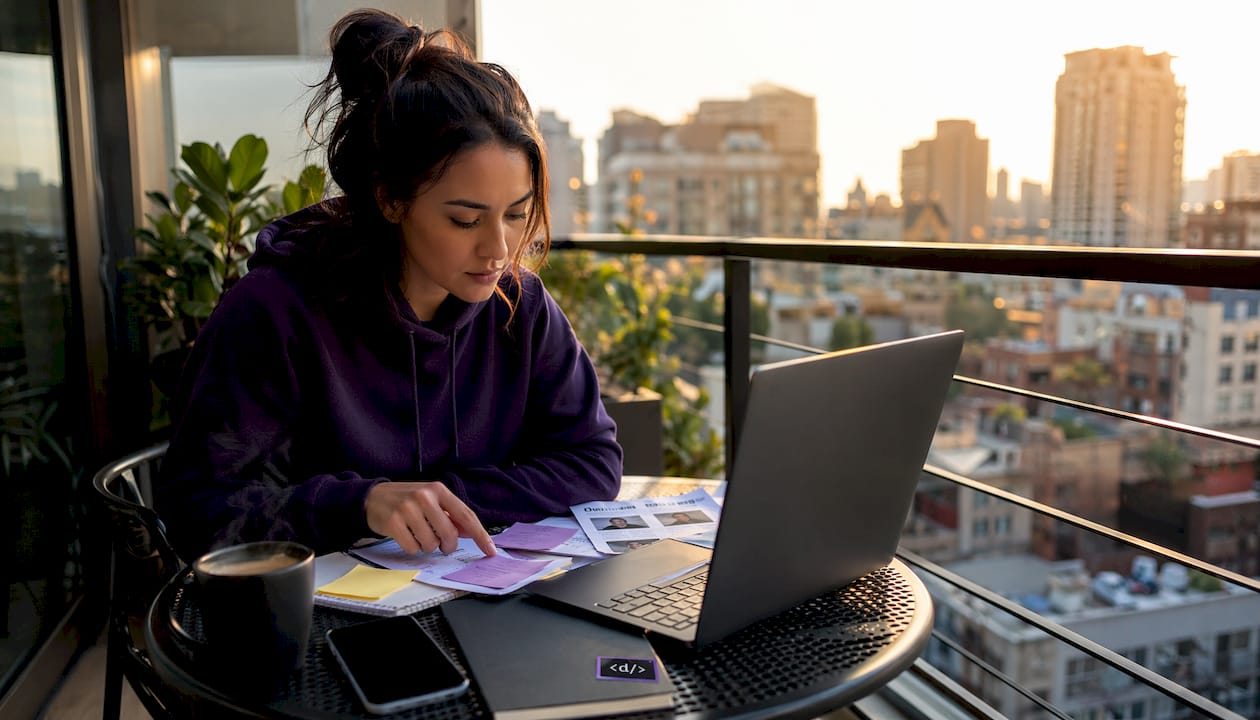 Small business owner planning budget marketing