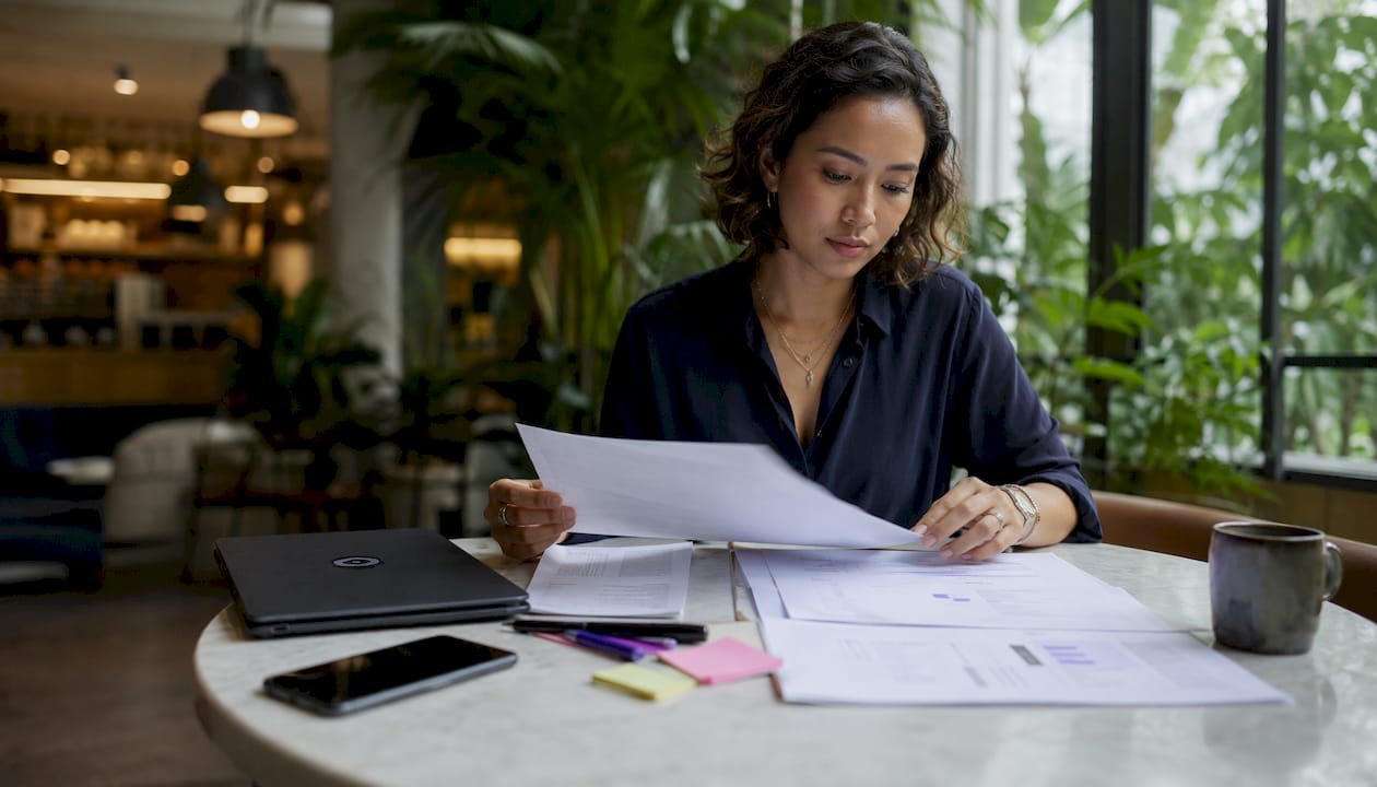 Marketing manager organizing campaign client intake forms